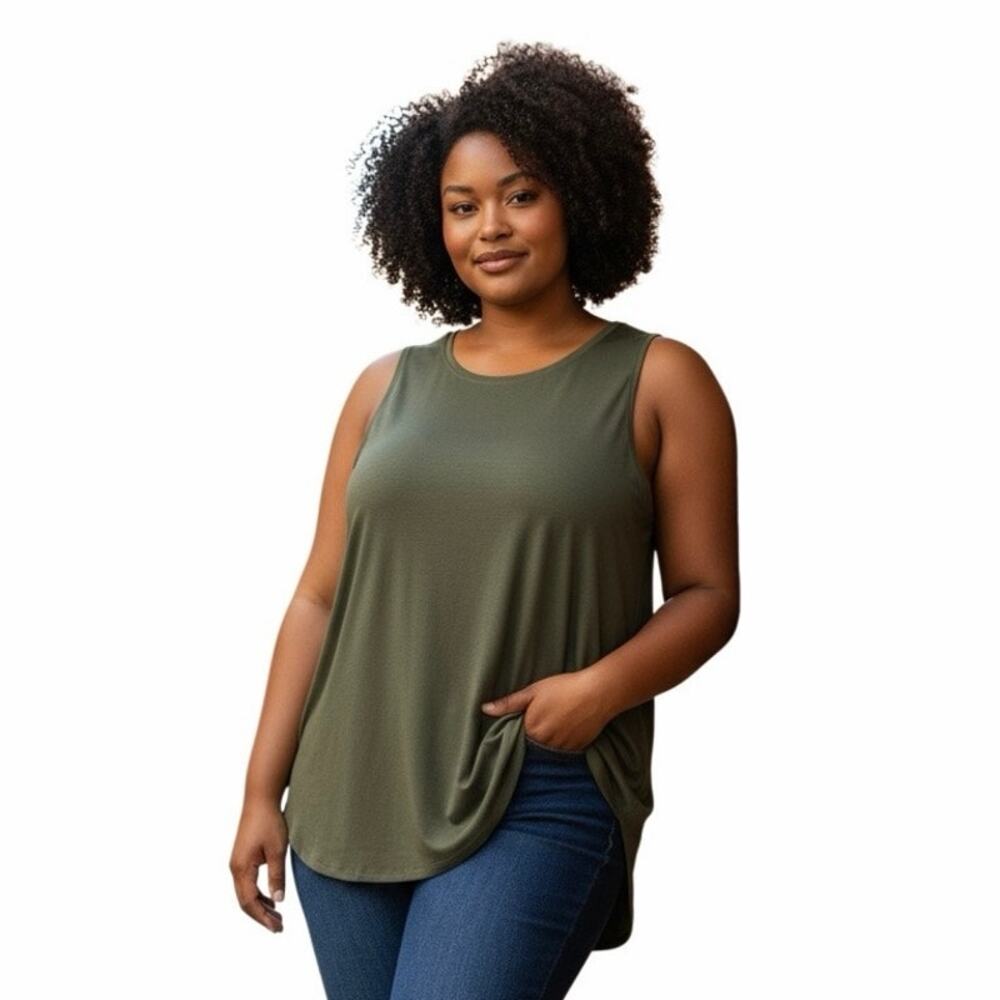 Azules Women’s Army Green Tank Top 3X